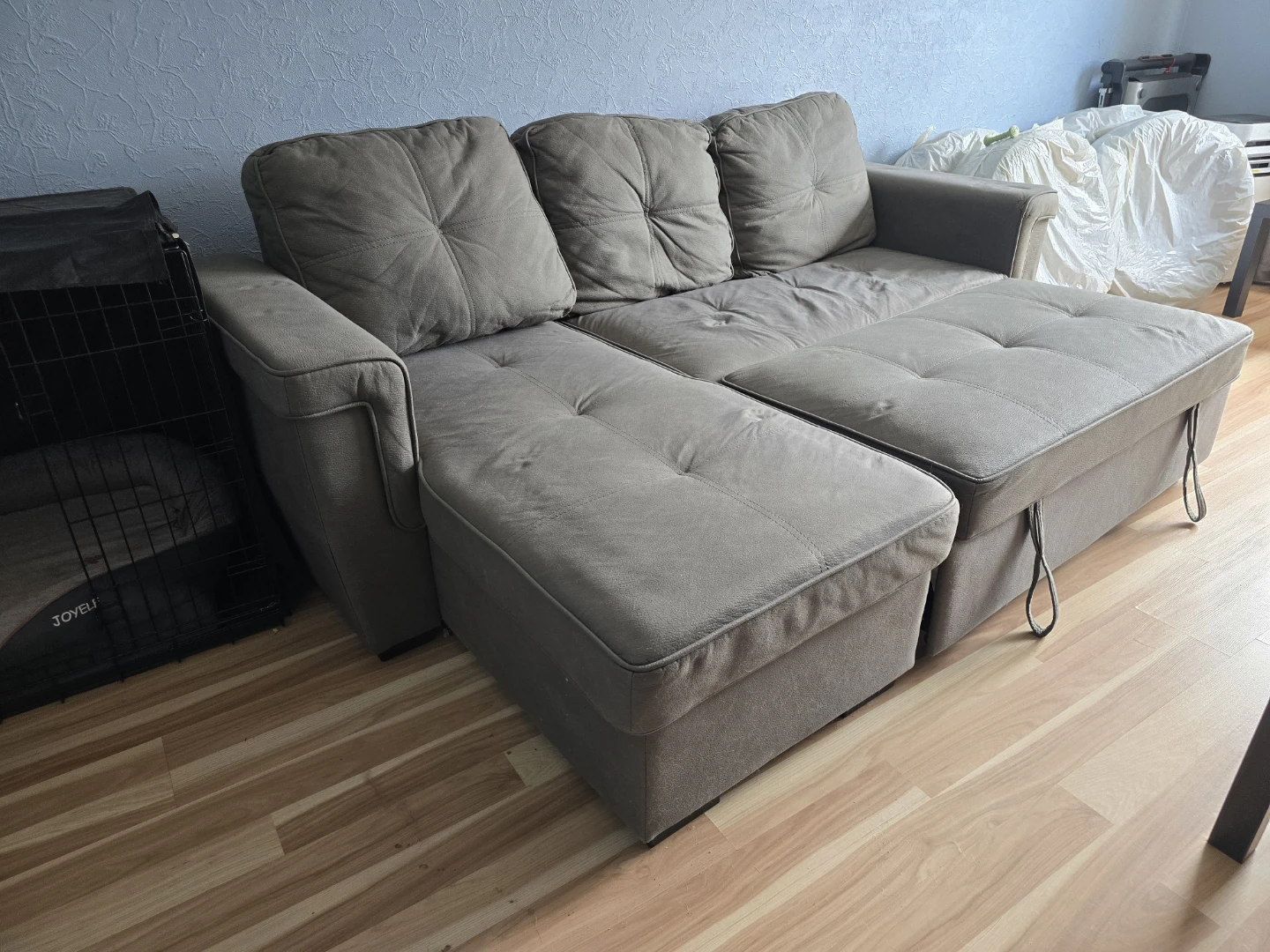 Grey Sectional Sofa with Pull-out Bed - photo 3