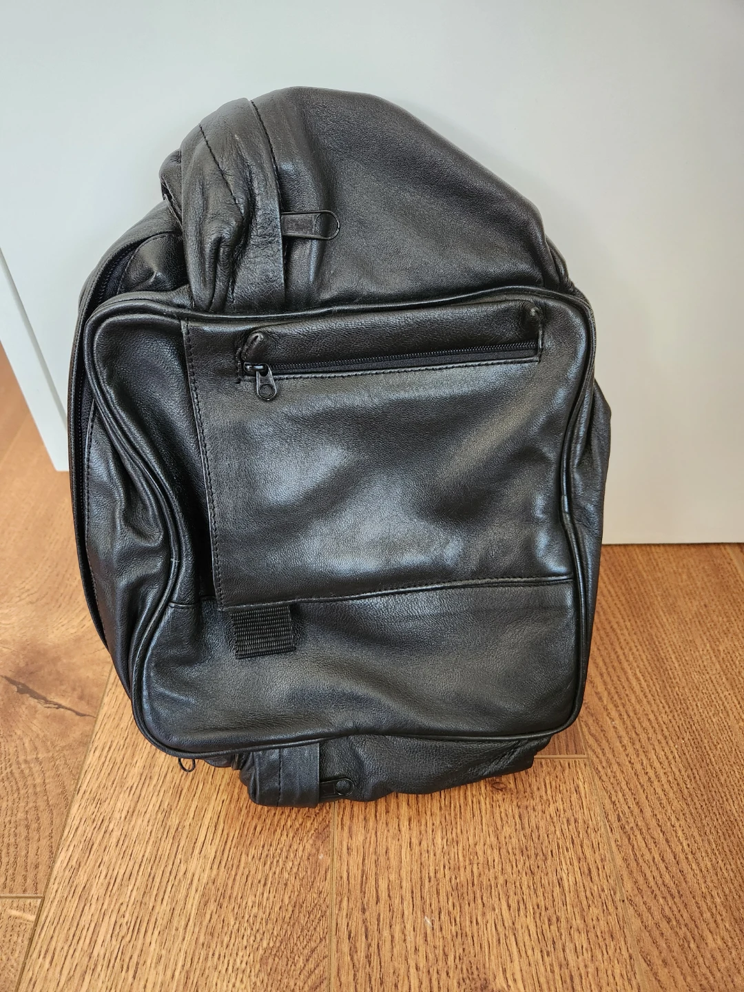 Black Leather Sling Backpack