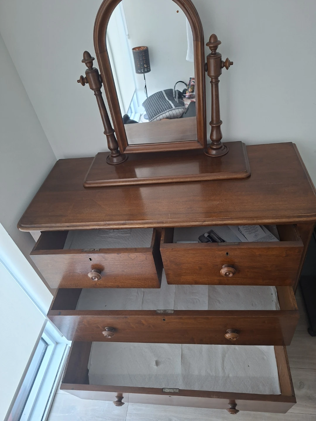 Antique Wooden Dresser with Mirror - photo 2
