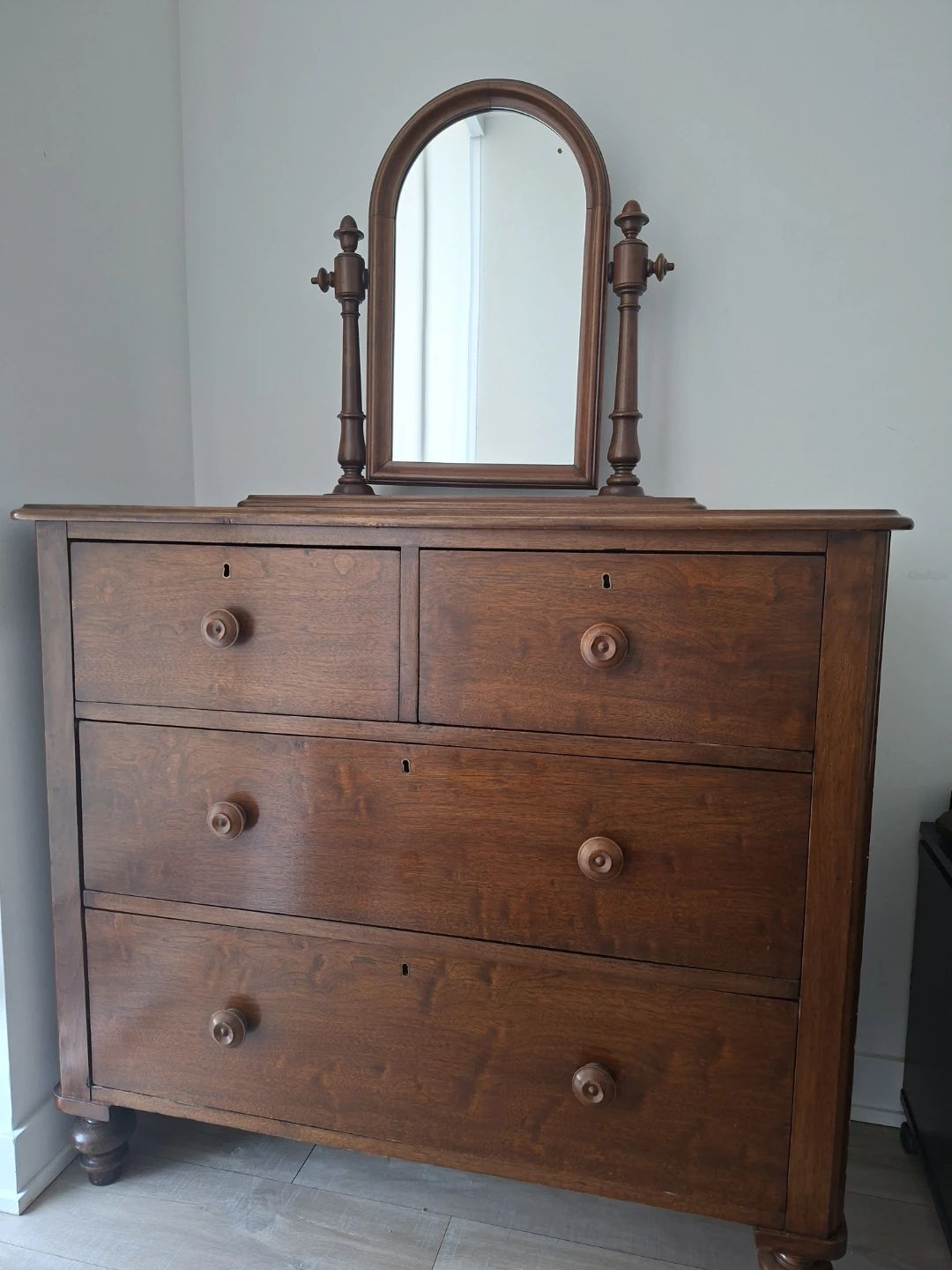 Antique Wooden Dresser with Mirror