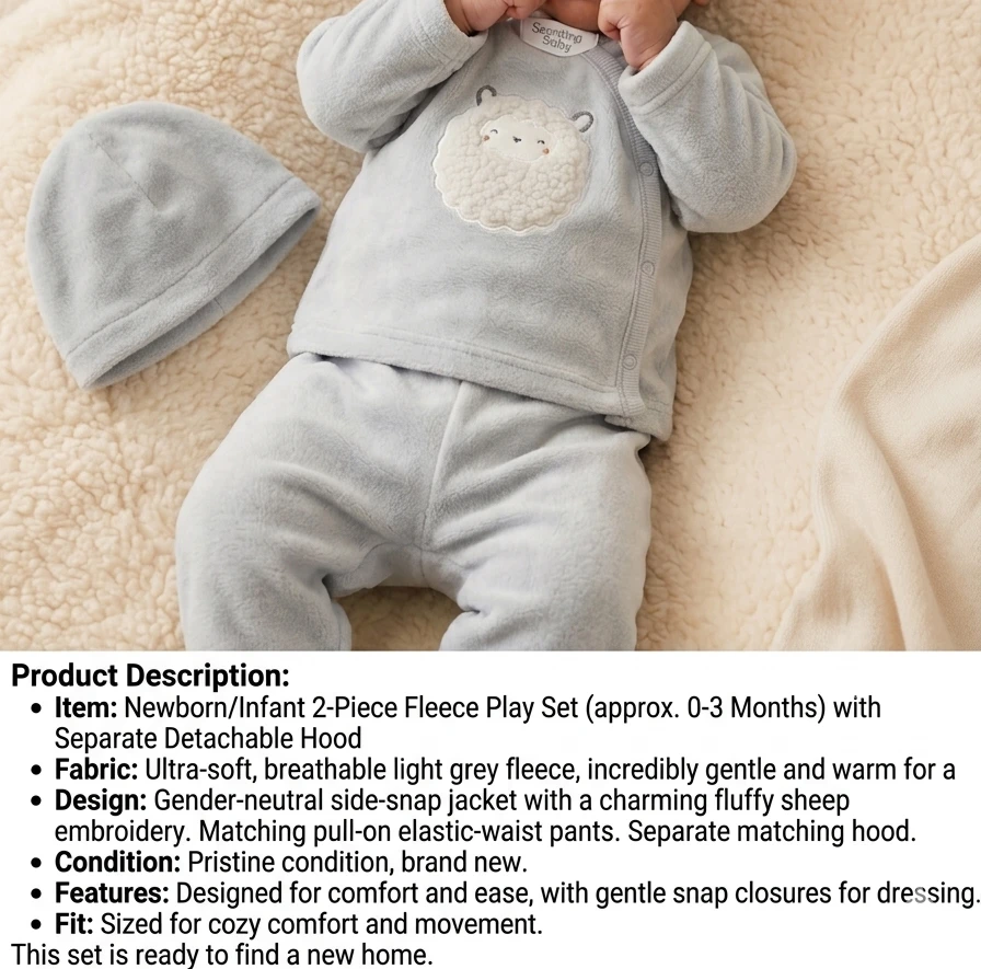 Seonting Baby Newborn/Infant 2-Piece Fleece Set (3-6 Months)
