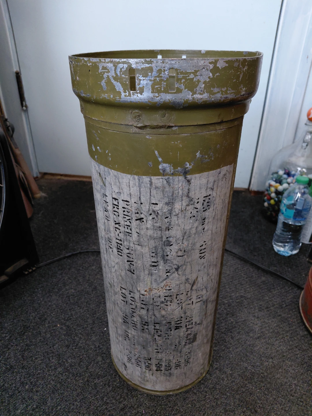 Vintage recycled metal  empty ammo canister - photo 2