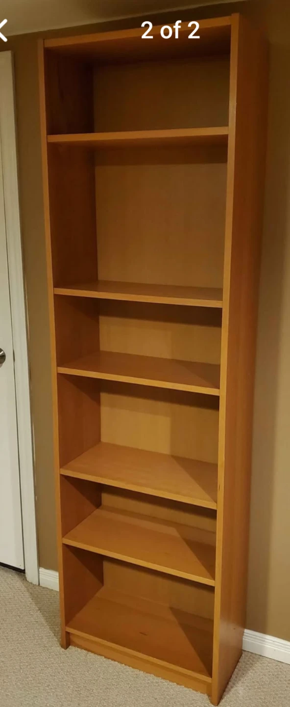 Tall wooden bookshelf