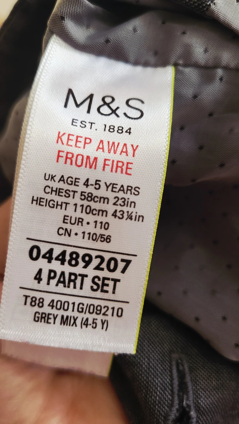 M&S Boys Grey Suit Vest and Pants Set - Age 4-5 Years - photo 4