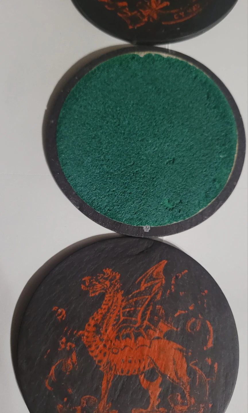 Set of 3 Round Slate Coasters with Dragon Design - photo 4