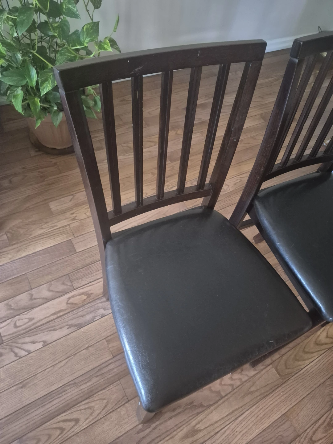 Dark Brown Wooden Bar Stools with Padded Seats - Set of 2 - photo 2