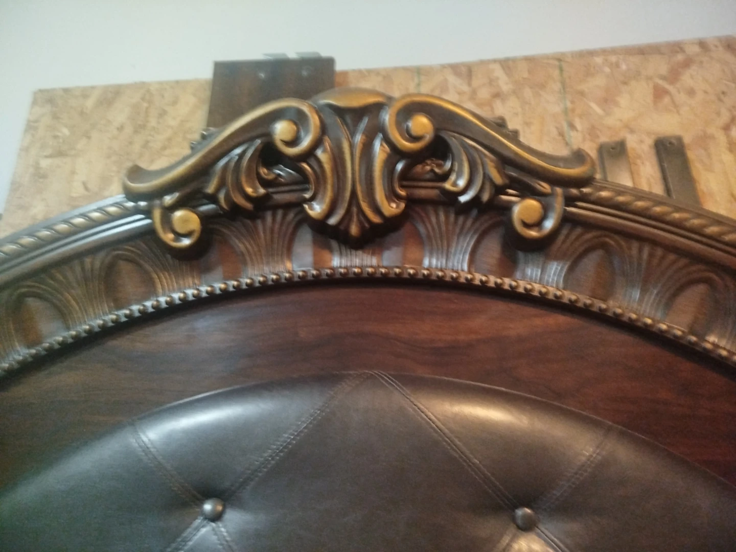 Dark Wood Tufted Headboard and Footboard - photo 3
