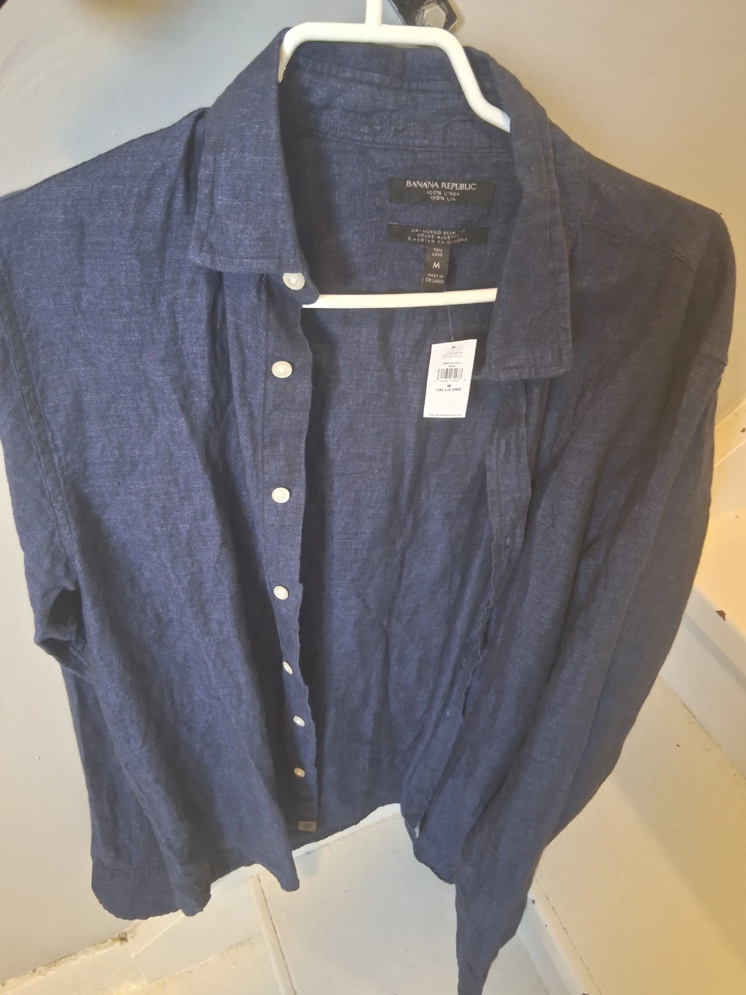 Banana Republic Men's Linen Shirt - Medium