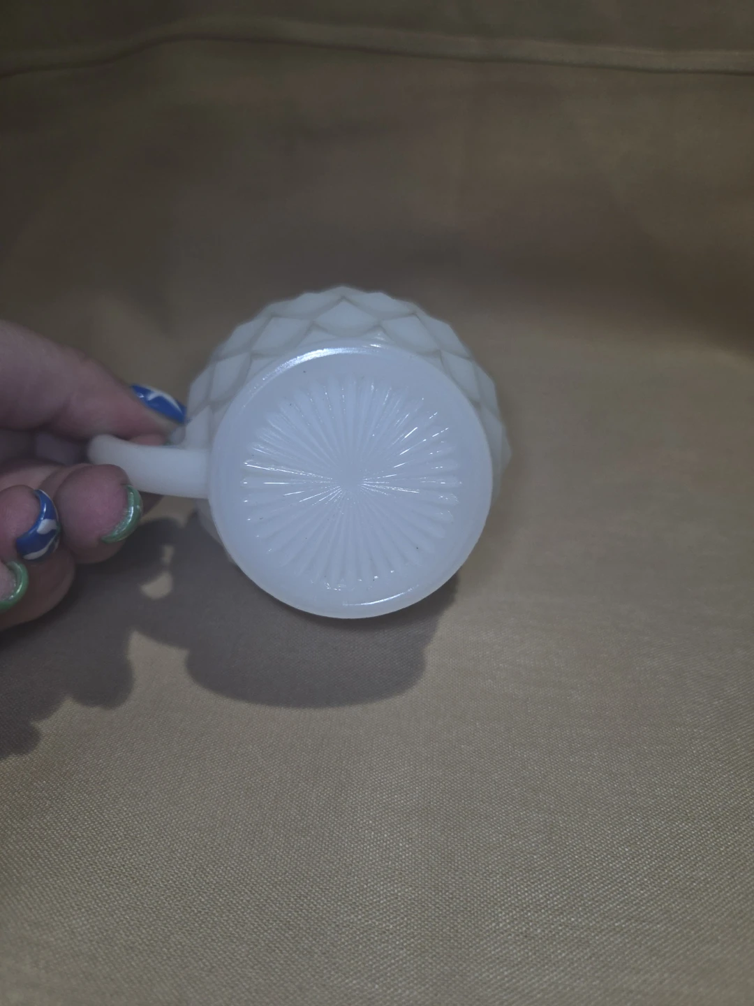 White Milk Glass Honeycomb Creamer Pitcher - photo 5
