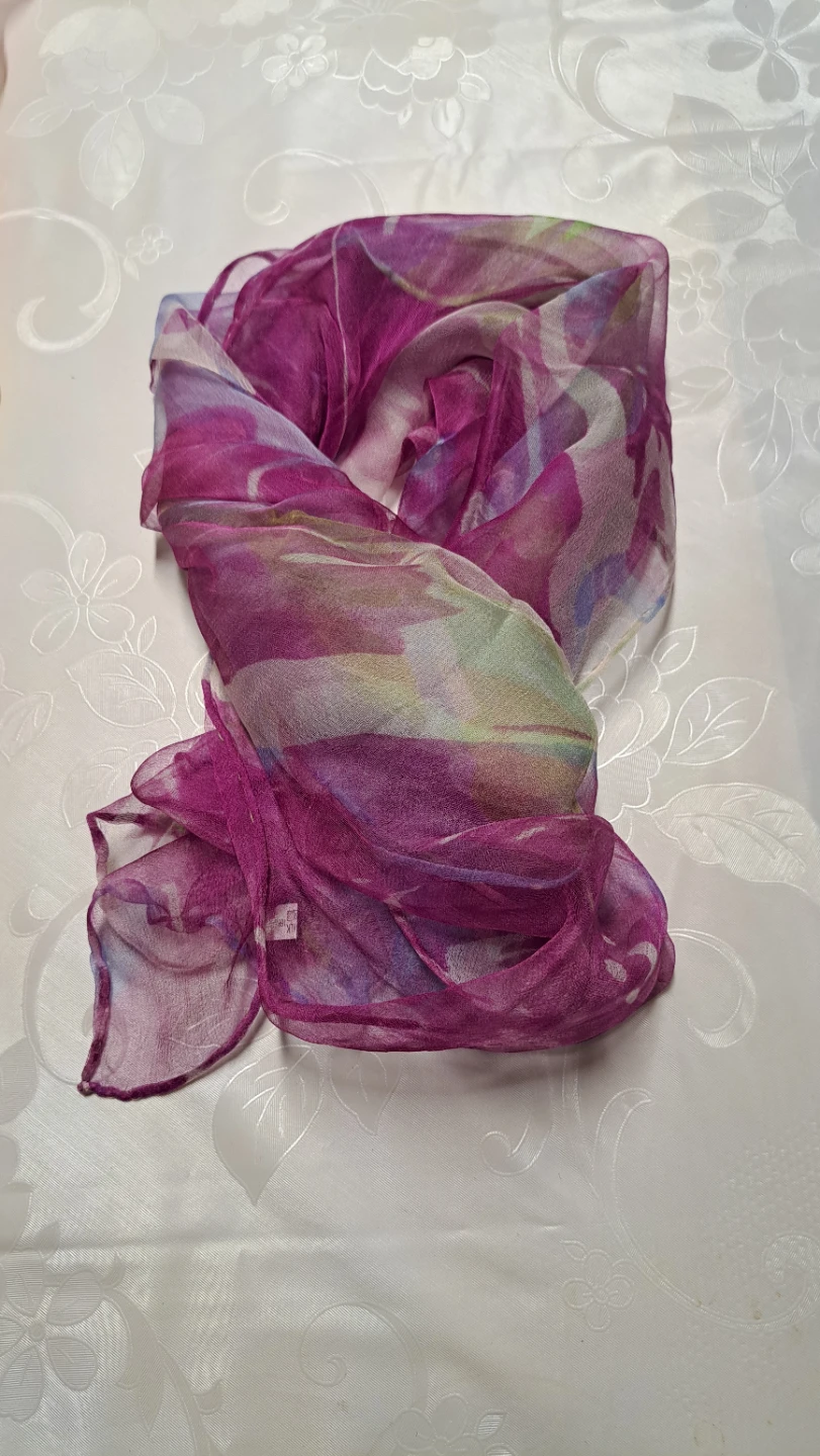 New 100% Silk Scarves - Blue, Pink, Yellow Floral, Purple Floral - photo 4