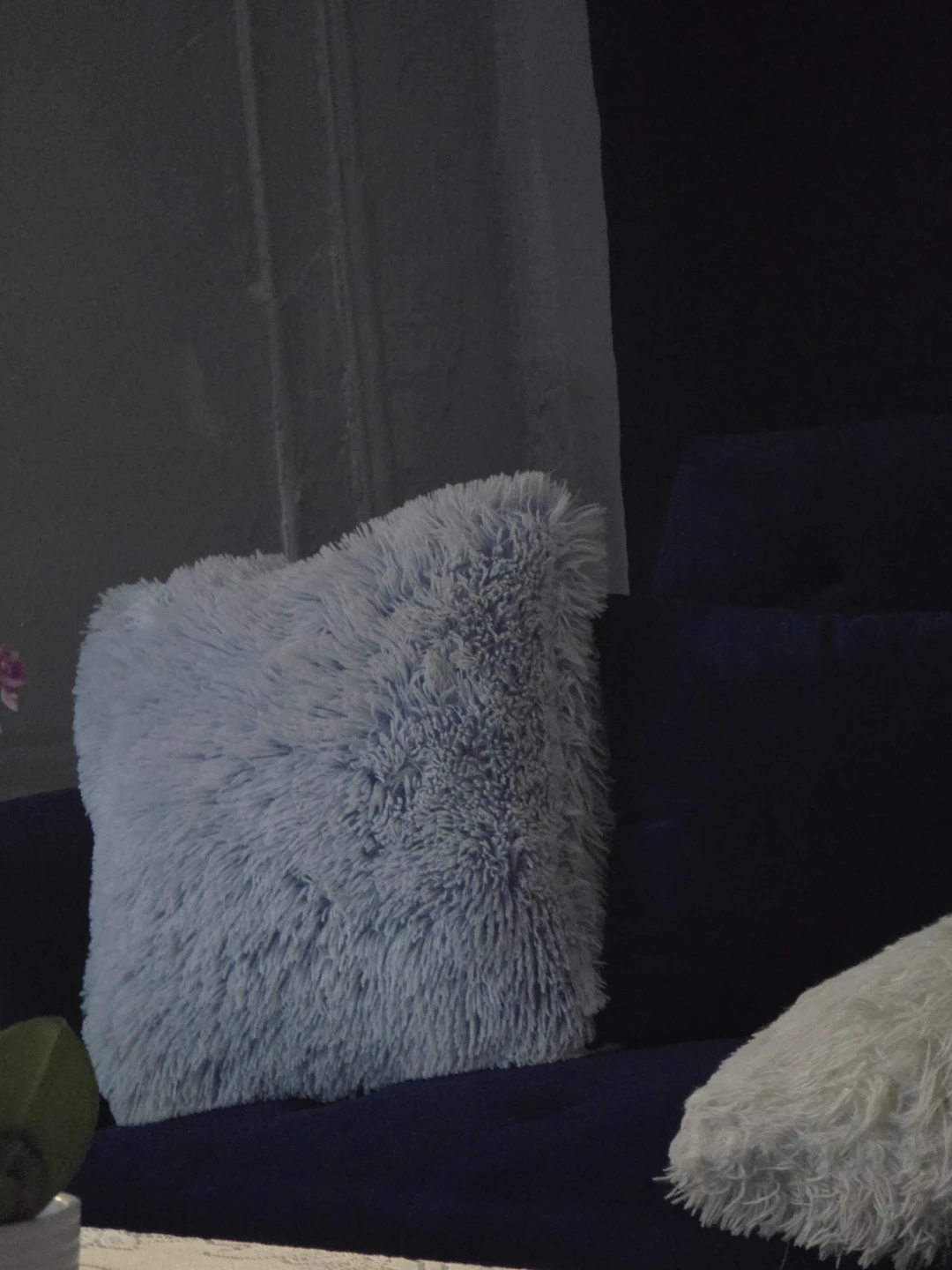 Light Blue Faux Fur Throw Pillow