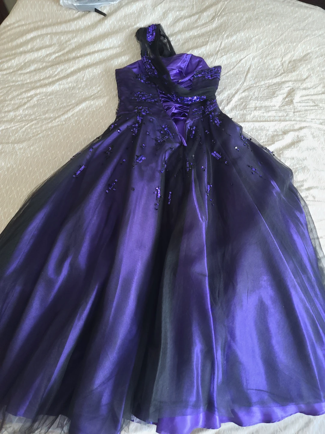 Purple and Black Sequin Ball Gown with Heels - photo 4