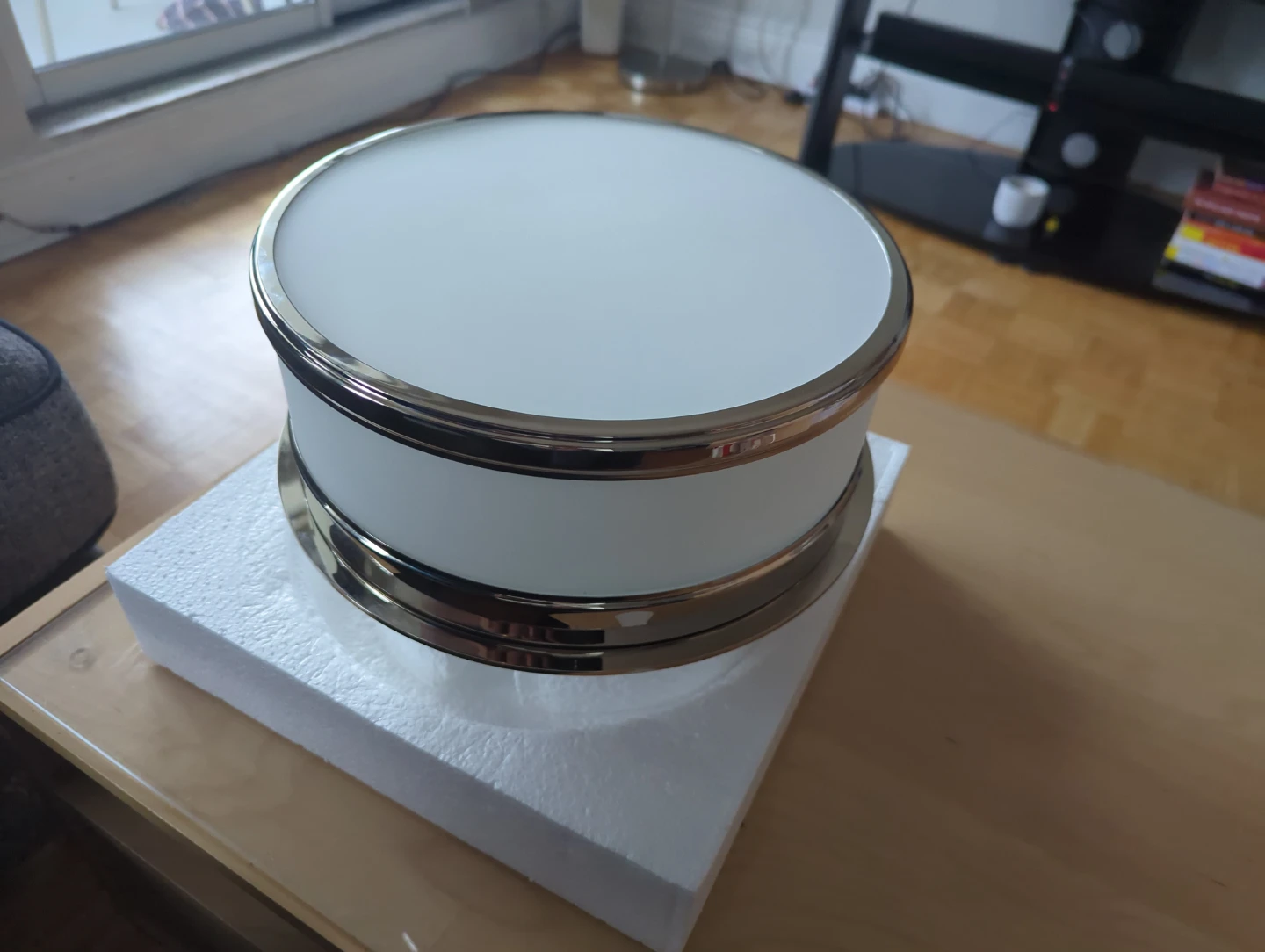 Surface Mount Ceiling Light Fixture - White with chrome trim