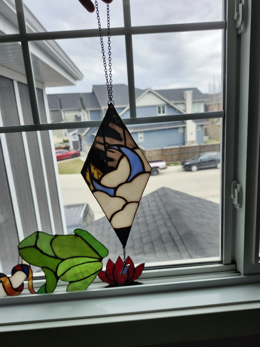 Stained Glass Moon and Clouds Suncatcher - photo 2