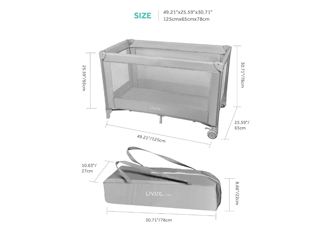 LIVINGbasics Foldable Baby playard/Playpen, Grey