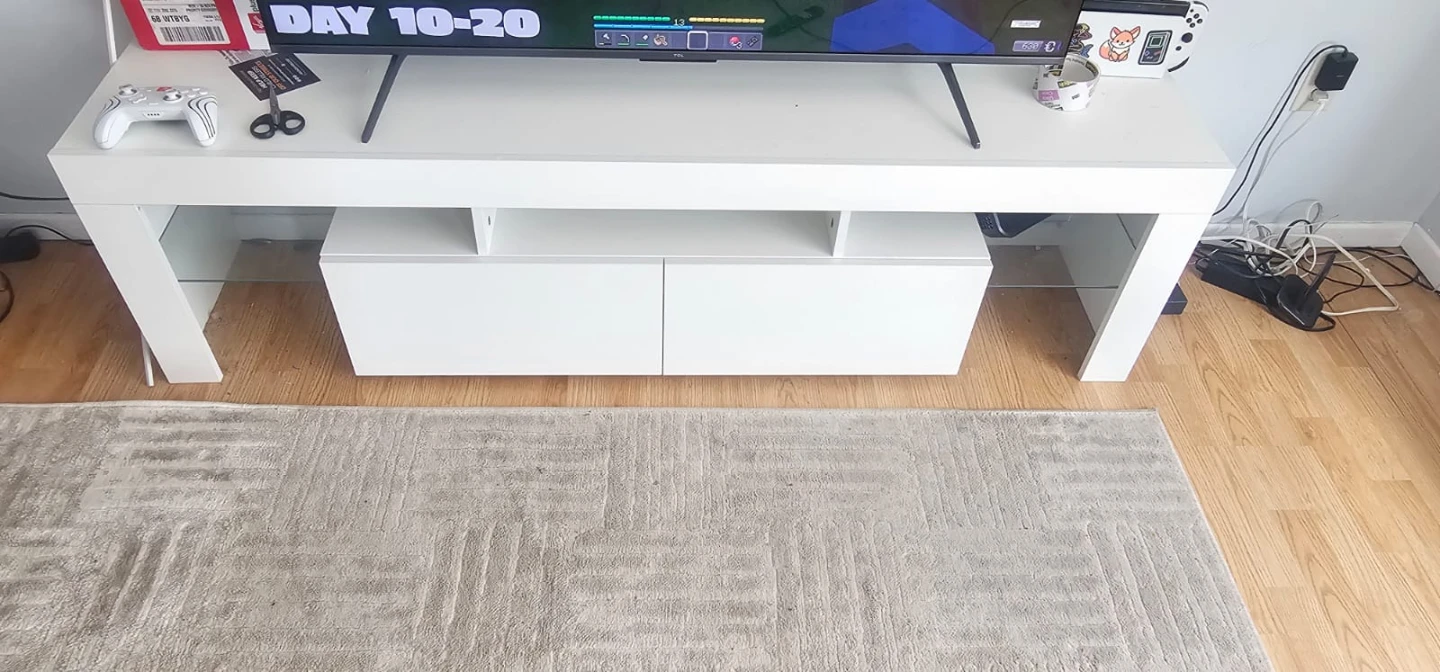 White TV Stand with Storage