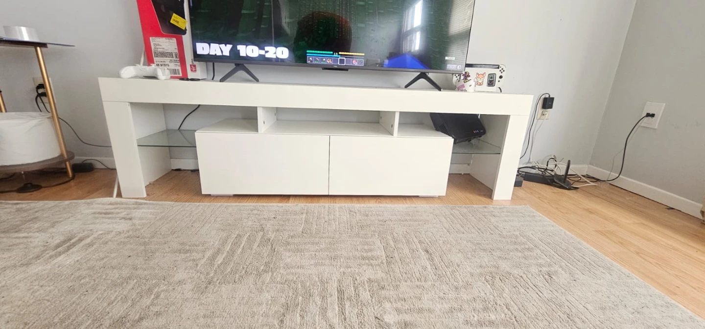 White TV Stand with Storage - photo 4