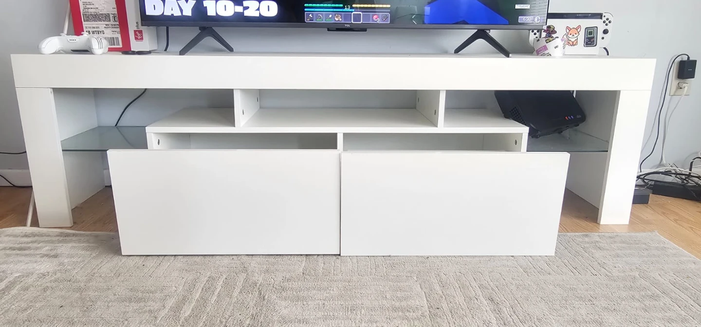 White TV Stand with Storage - photo 5