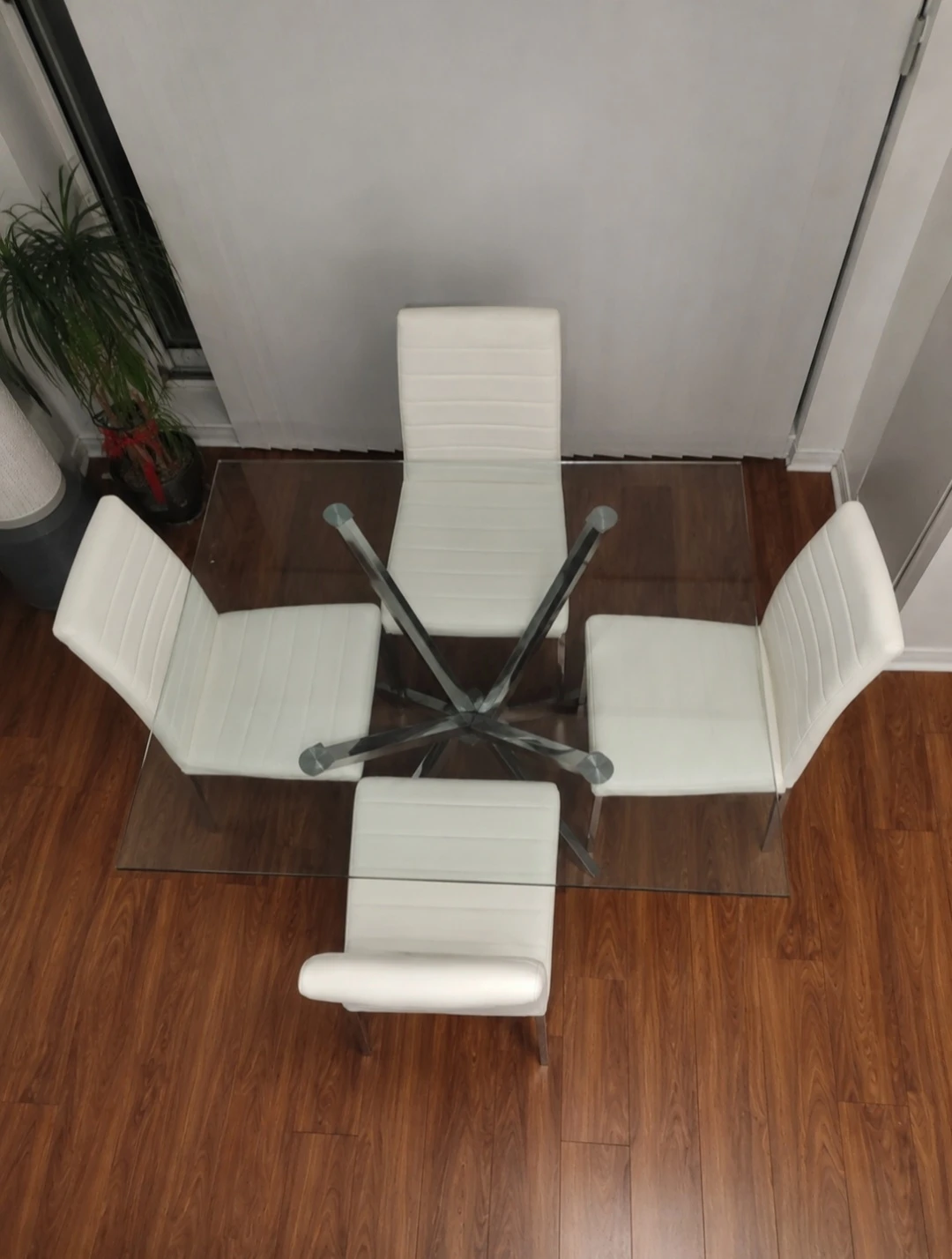 Glass Top Dining Table Set with 4 White Chairs - photo 2