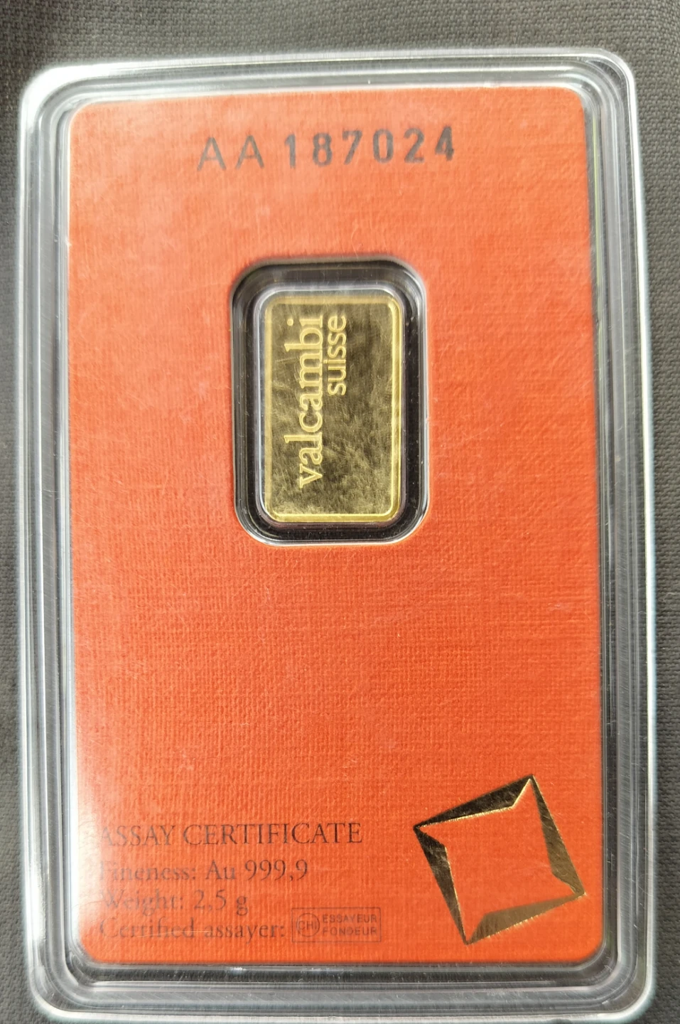 Valcambi Suisse 2.5g Gold Bar