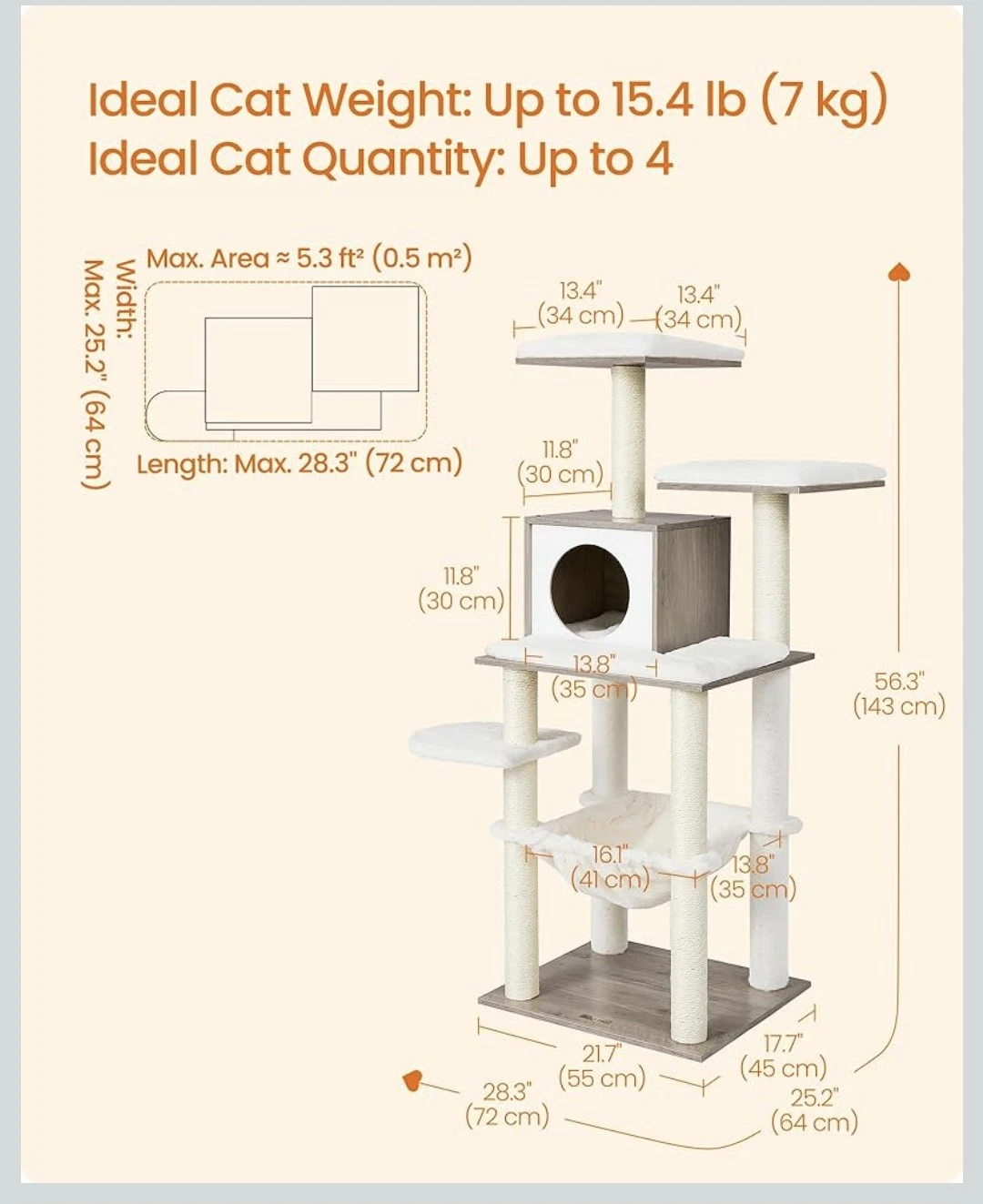 Feandrea Cat Tree for Up to 4 Cats - photo 4