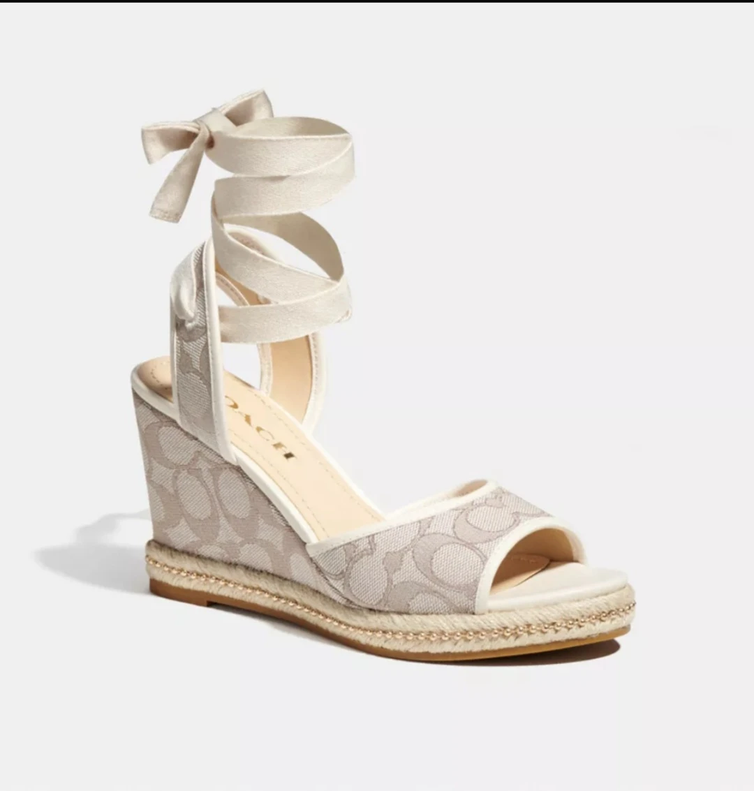 *NEW* Coach Page Jacquard Wedge Espadrille Sandals