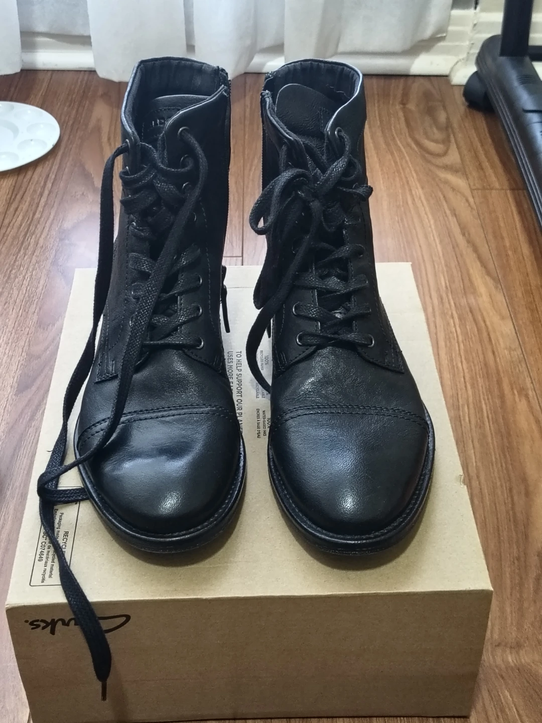 Black Leather Lace-up Ankle Boots