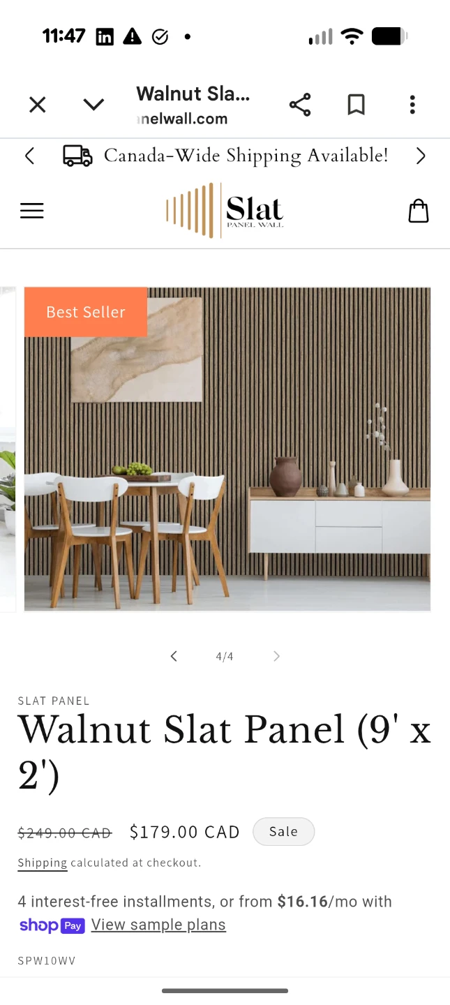 Slat Panel - Walnut (9' x 2')