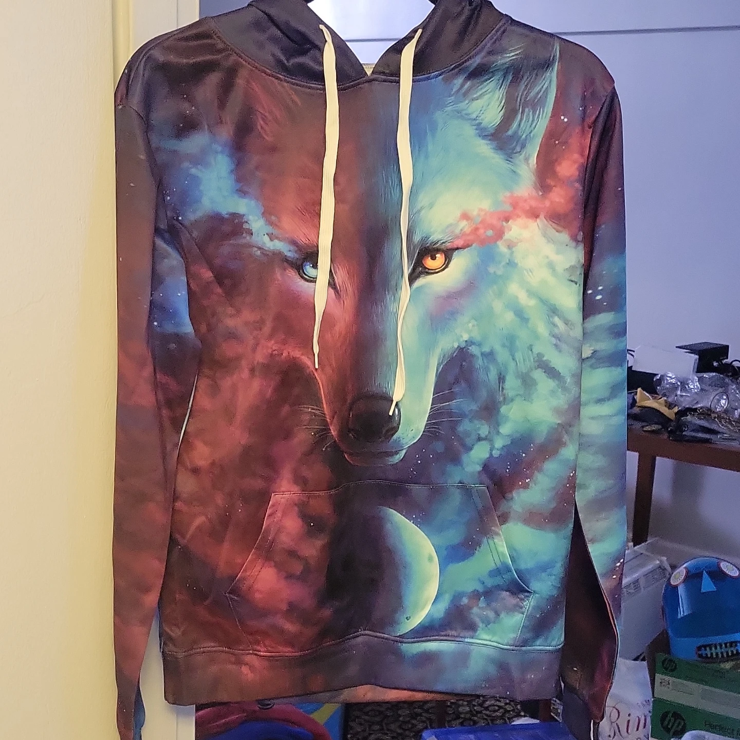 Galaxy Wolf Print Hoodie - photo 2