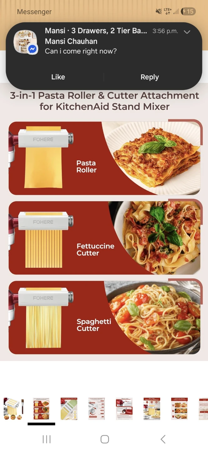 3 in 1 Pasta Maker attachment  7 Gears Adjustable - photo 2