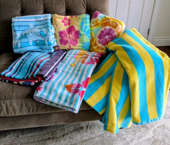 Beach towels and cushions