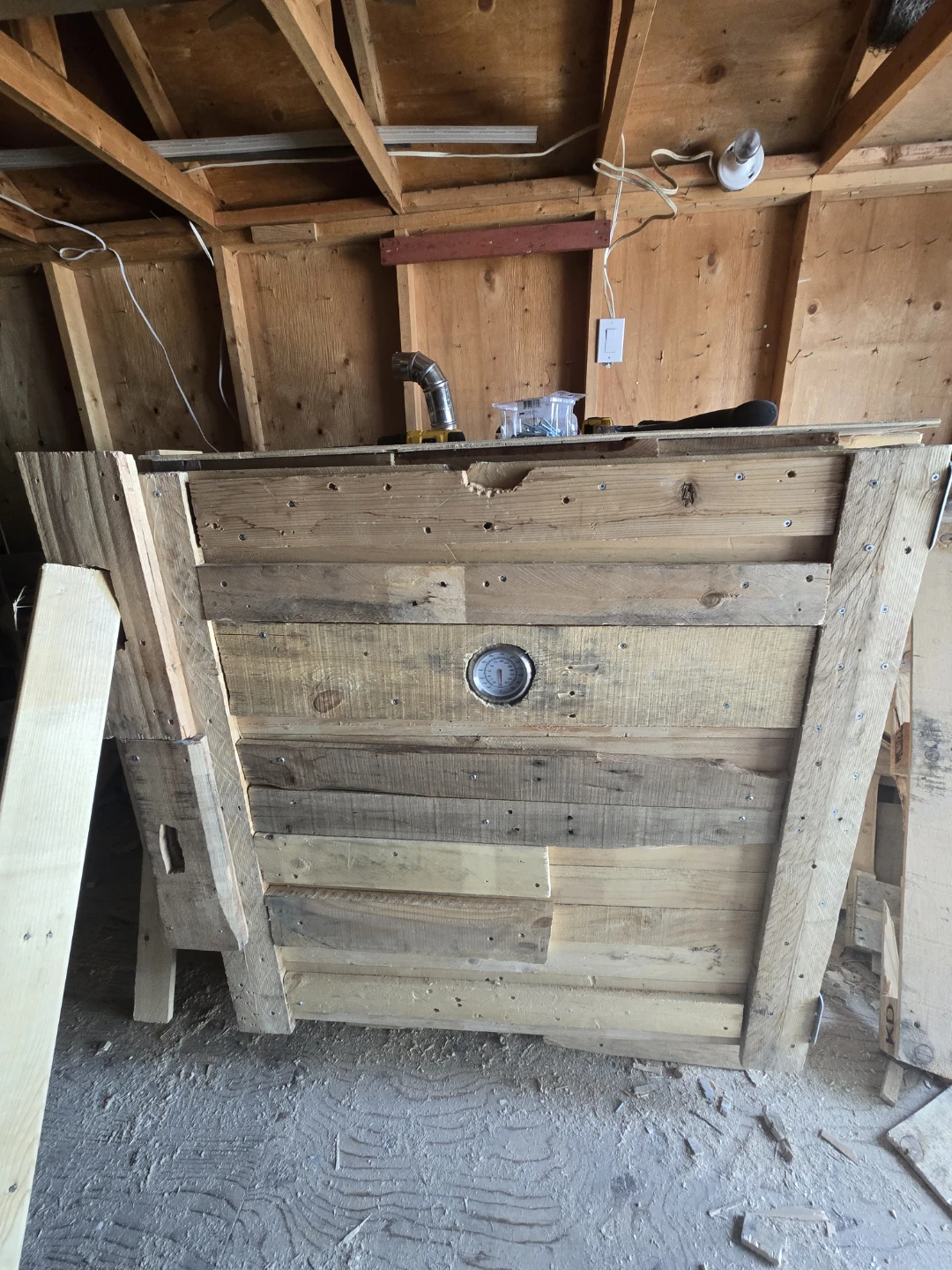 Custom built woodframe offset smoker