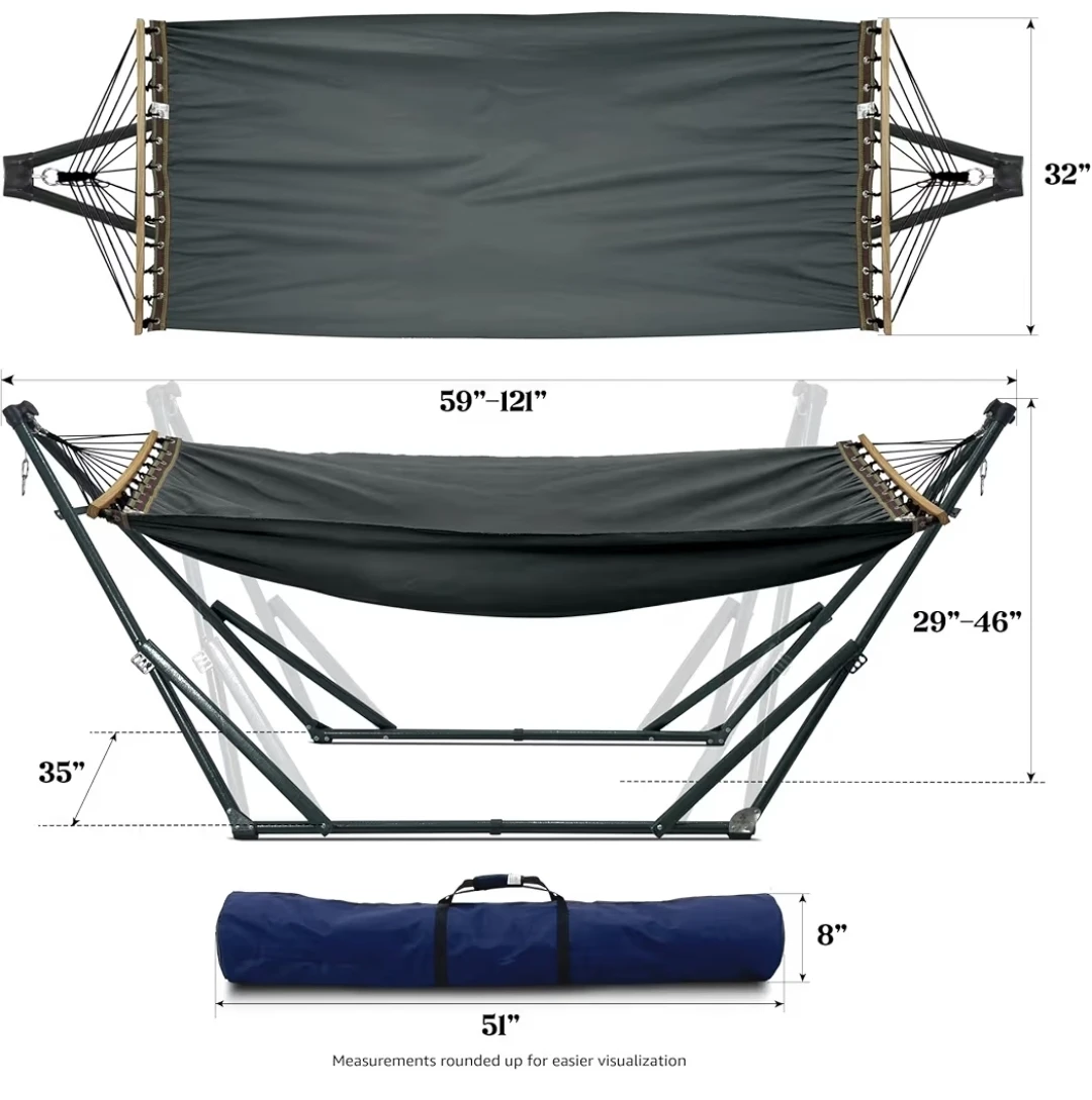 Solid Wood Spreader Bar Hammock with Stand - photo 3