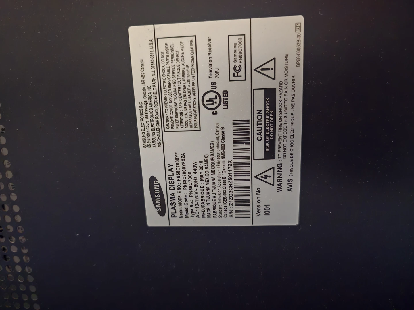 Samsung 58" Plasma TV - photo 5
