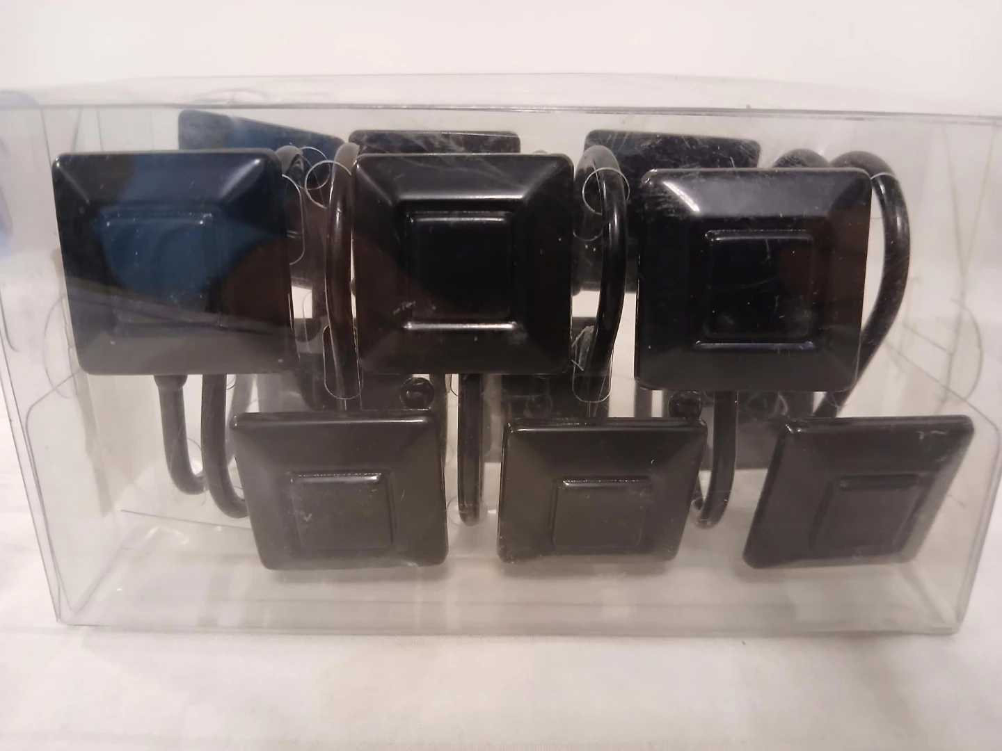 Set of 12 Black Square Shower Curtain Hooks. BNIB. Pick up only.