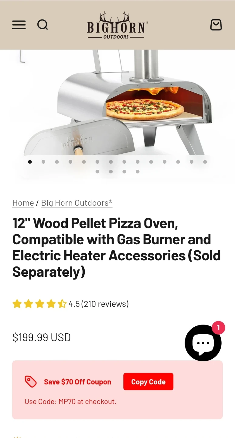 Bighorn 12" Wood Pellet Pizza Oven - photo 2