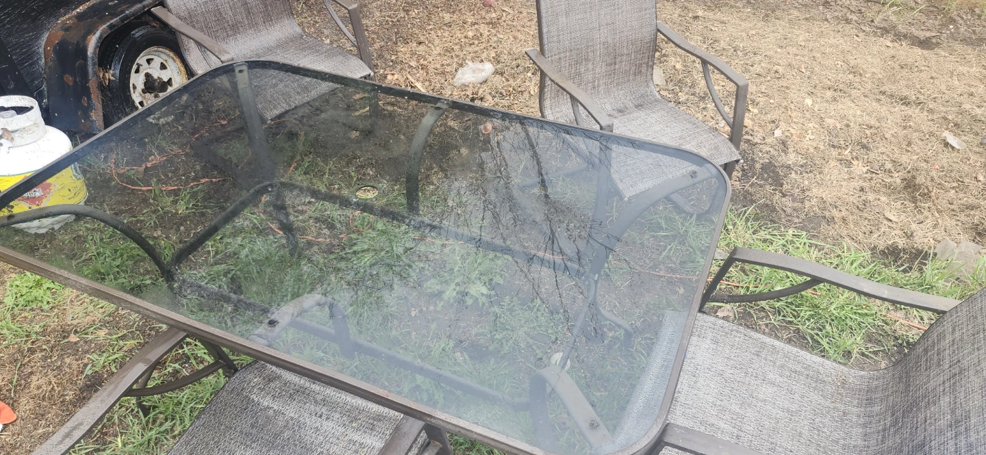 Glass Top Patio Table with Chairs