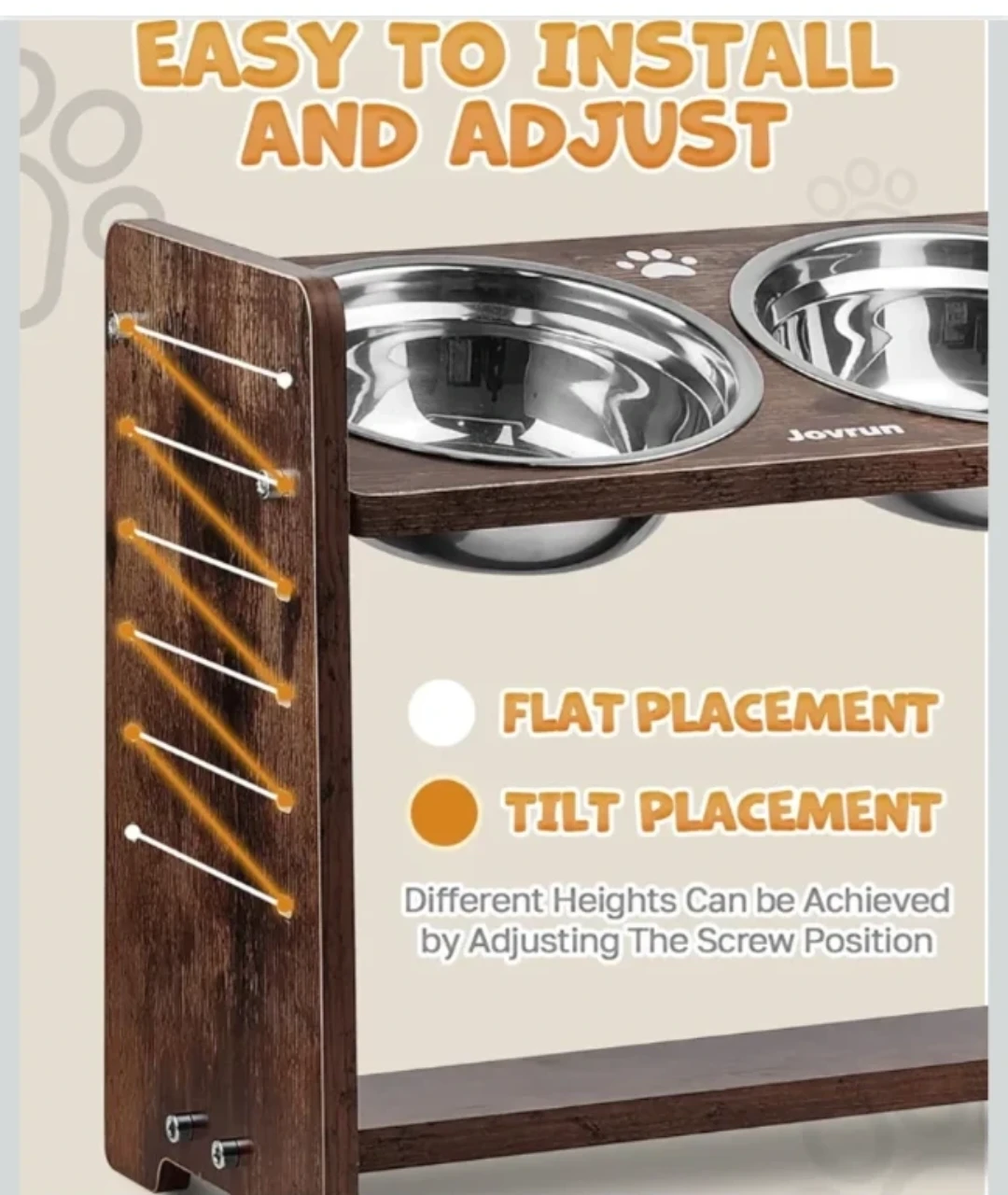 Jovrun Elevated Double Dog Cat Food Water Bowls - photo 3