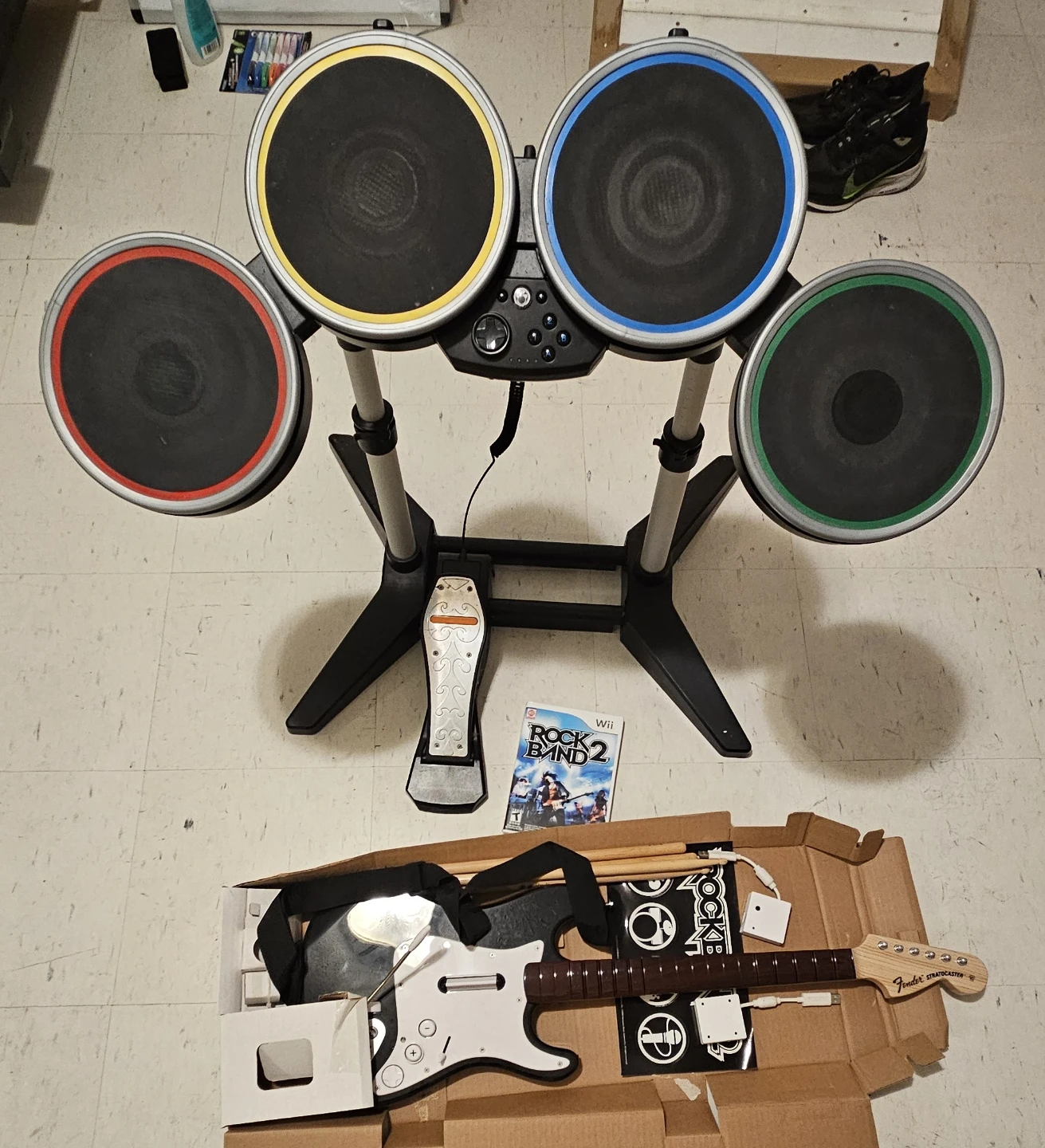 Rock Band 2 Drum Set & Guitar Bundle for Wii