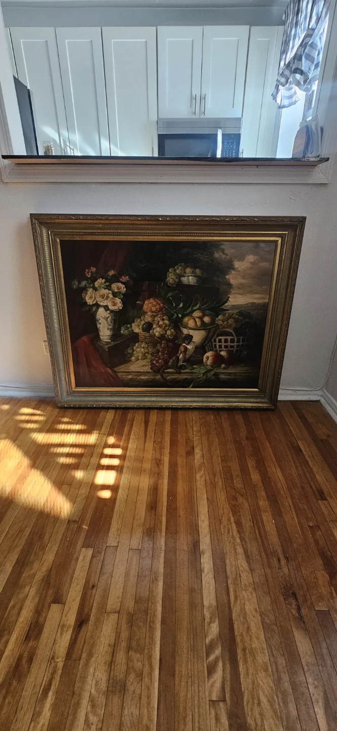 Vintage Still Life Oil Painting with Monkey and Fruit - photo 3