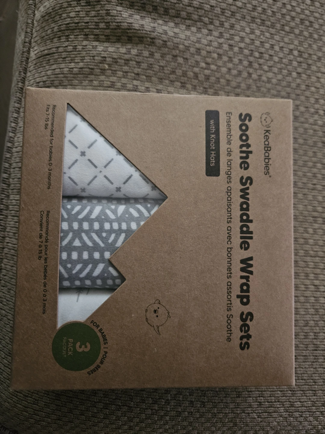 KeaBabies Soothe Swaddle Wrap Sets with Knot Hats