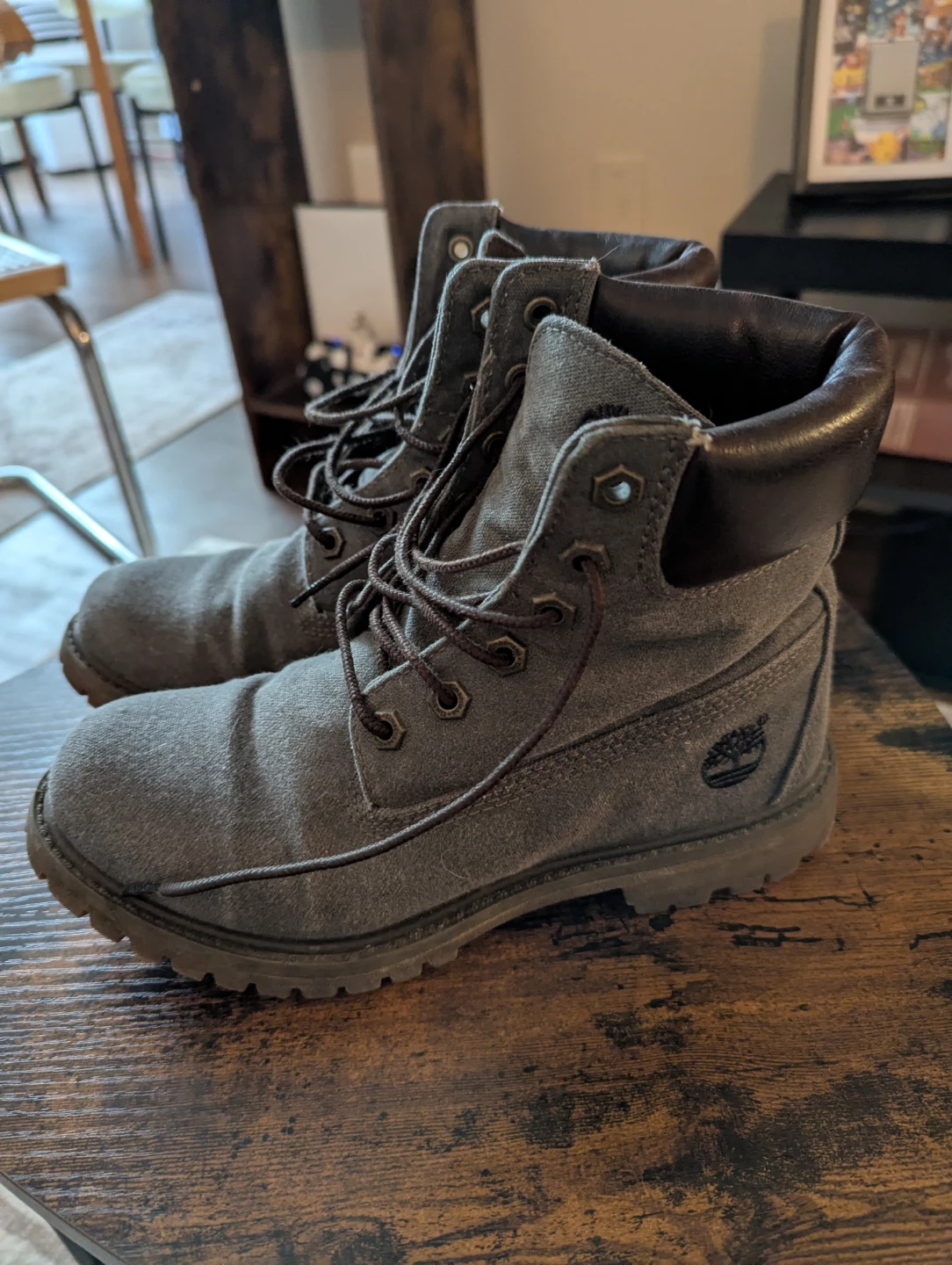 Timberland Grey Canvas Lace-Up Boots
