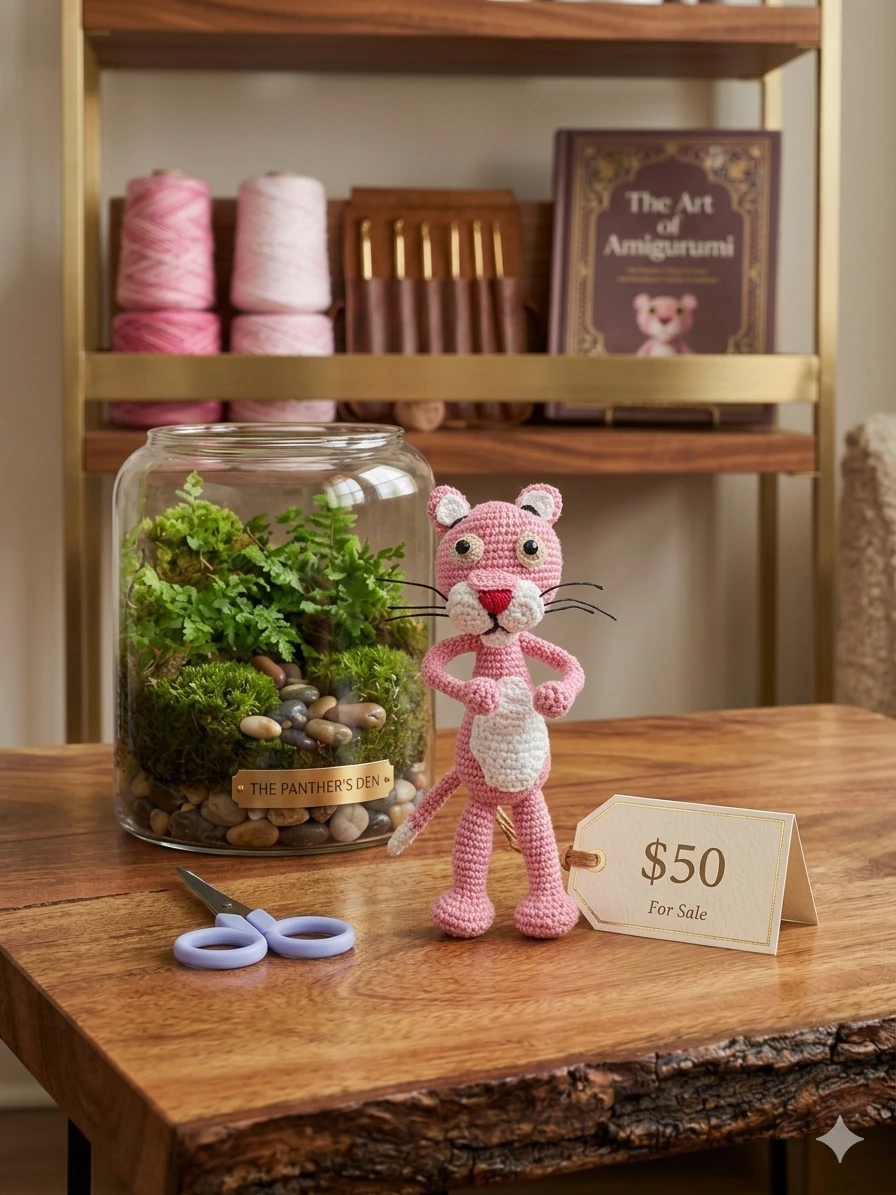 Pink Panther Amigurumi Crochet Toy