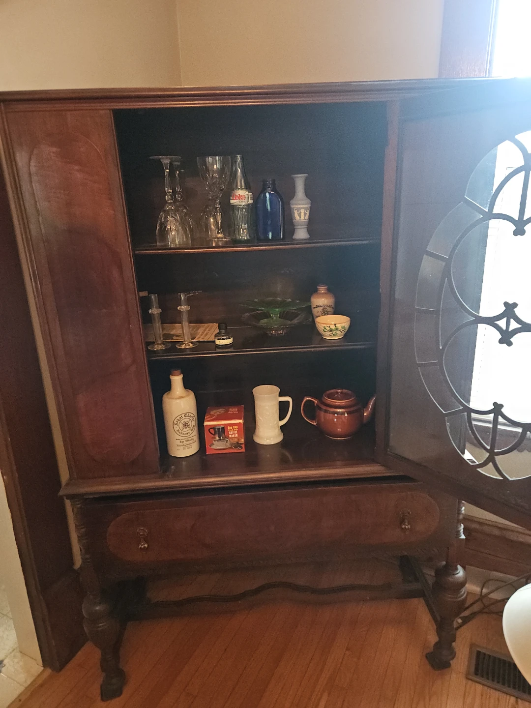 Vintage Wooden Display Cabinet with Drawer - photo 5
