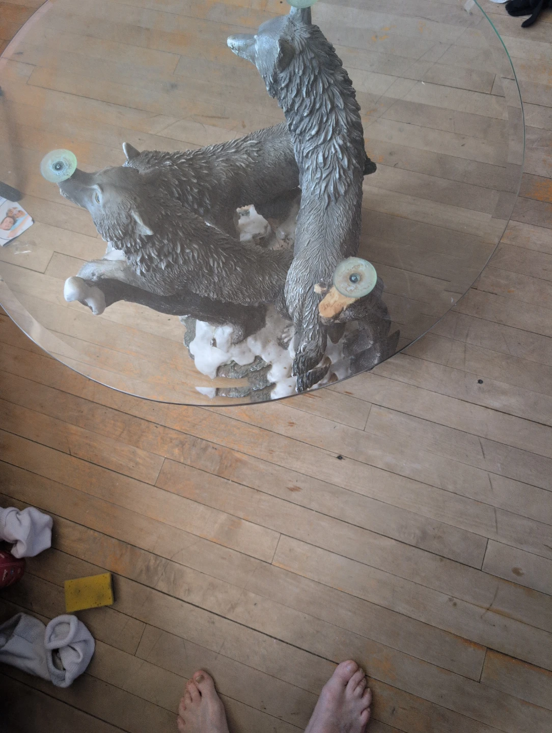 Wolf Pack Glass Top End Table - photo 4