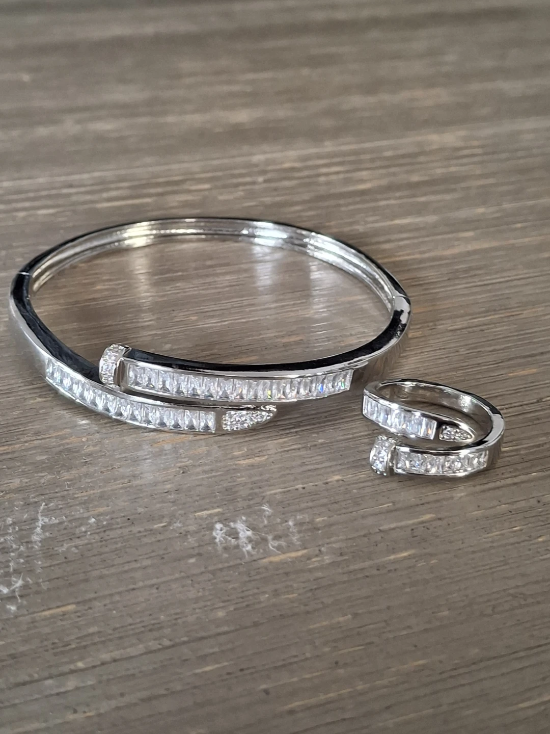 Crystal Bangle Bracelet and Ring Set