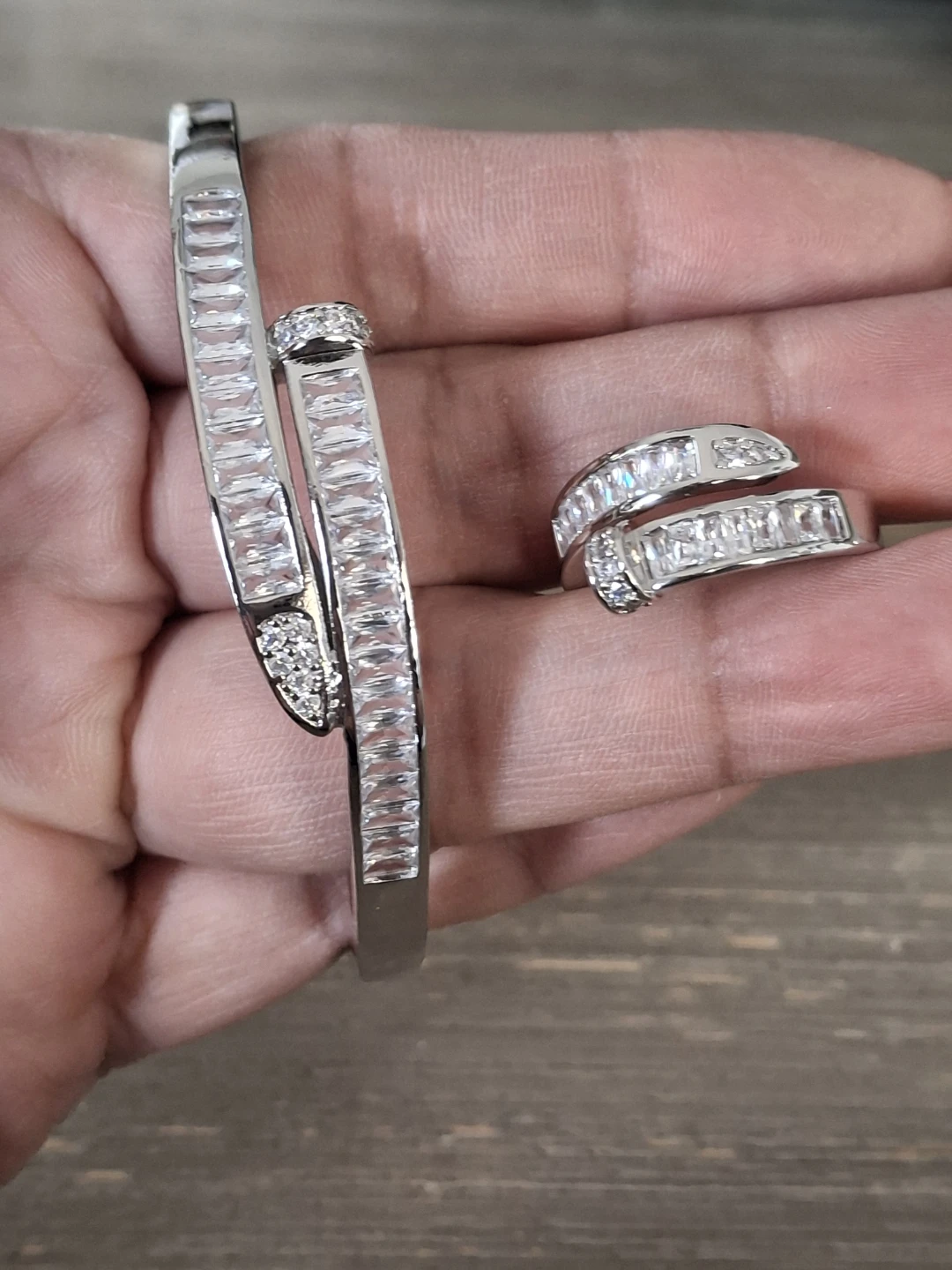Crystal Bangle Bracelet and Ring Set - photo 2