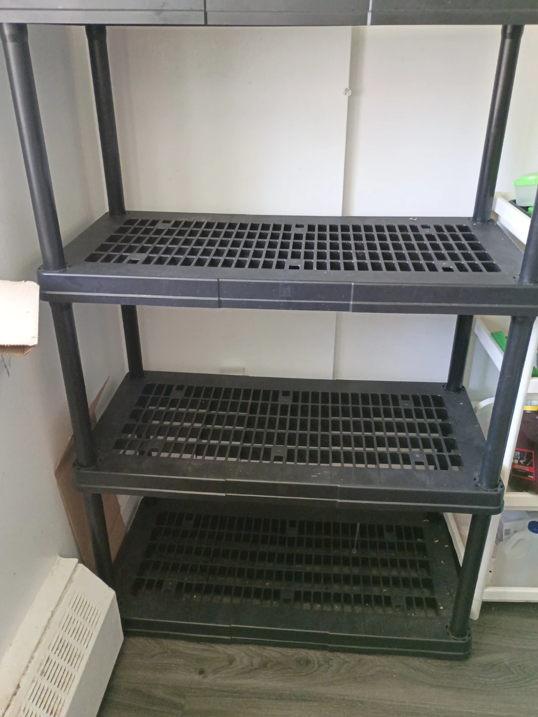 Black 4-Tier Plastic Shelving Unit