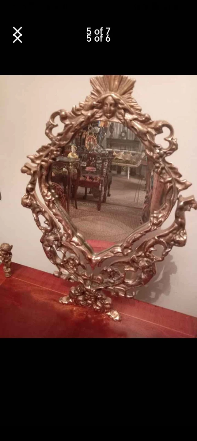 Antique Ornate Gold Mirror and chair - photo 5