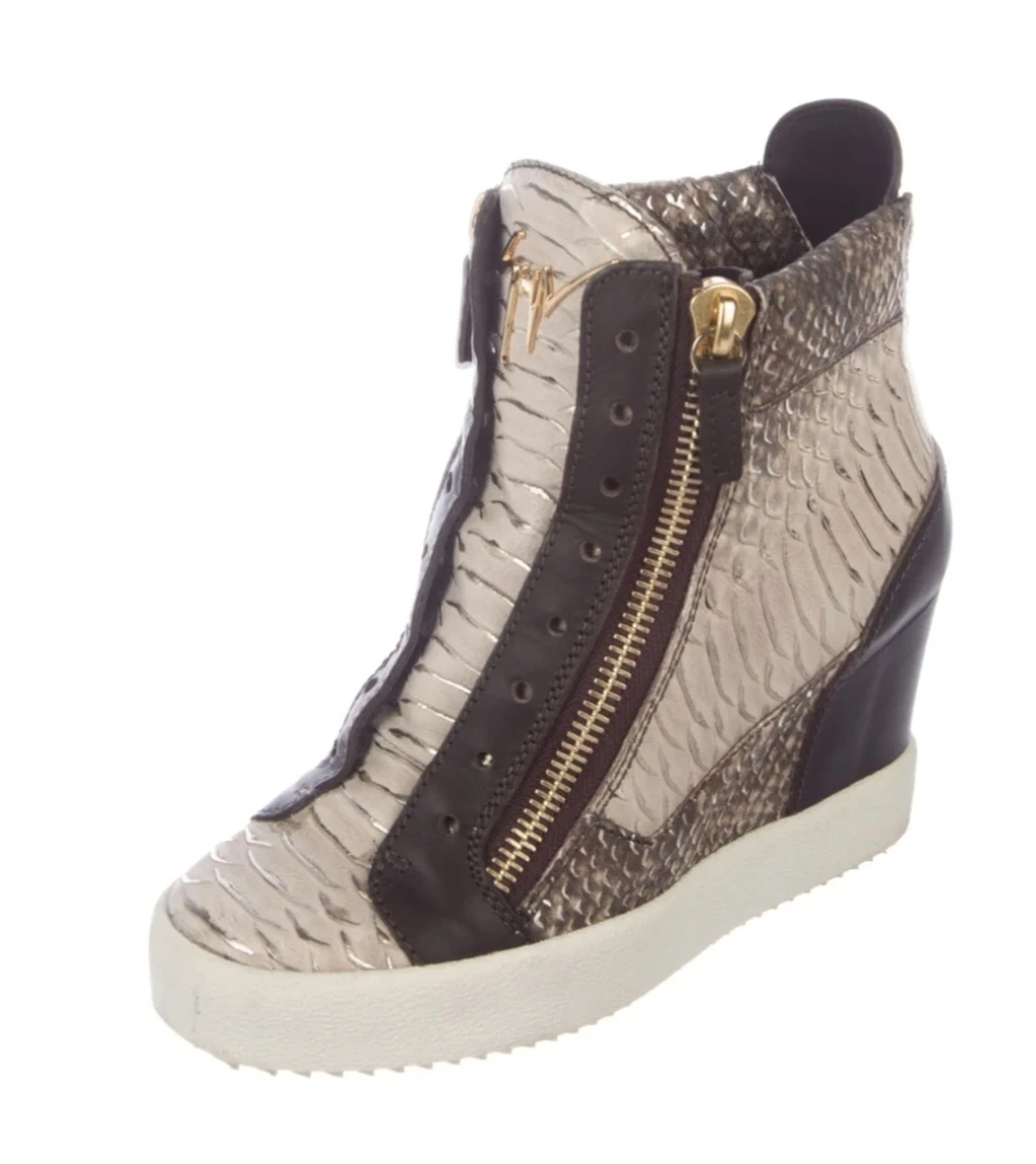Giuseppe Zanotti Leather High-Top Sneakers - Size 5 (IT 35) - photo 4